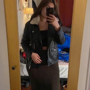 Bershka faux leather jacket w removable shearling